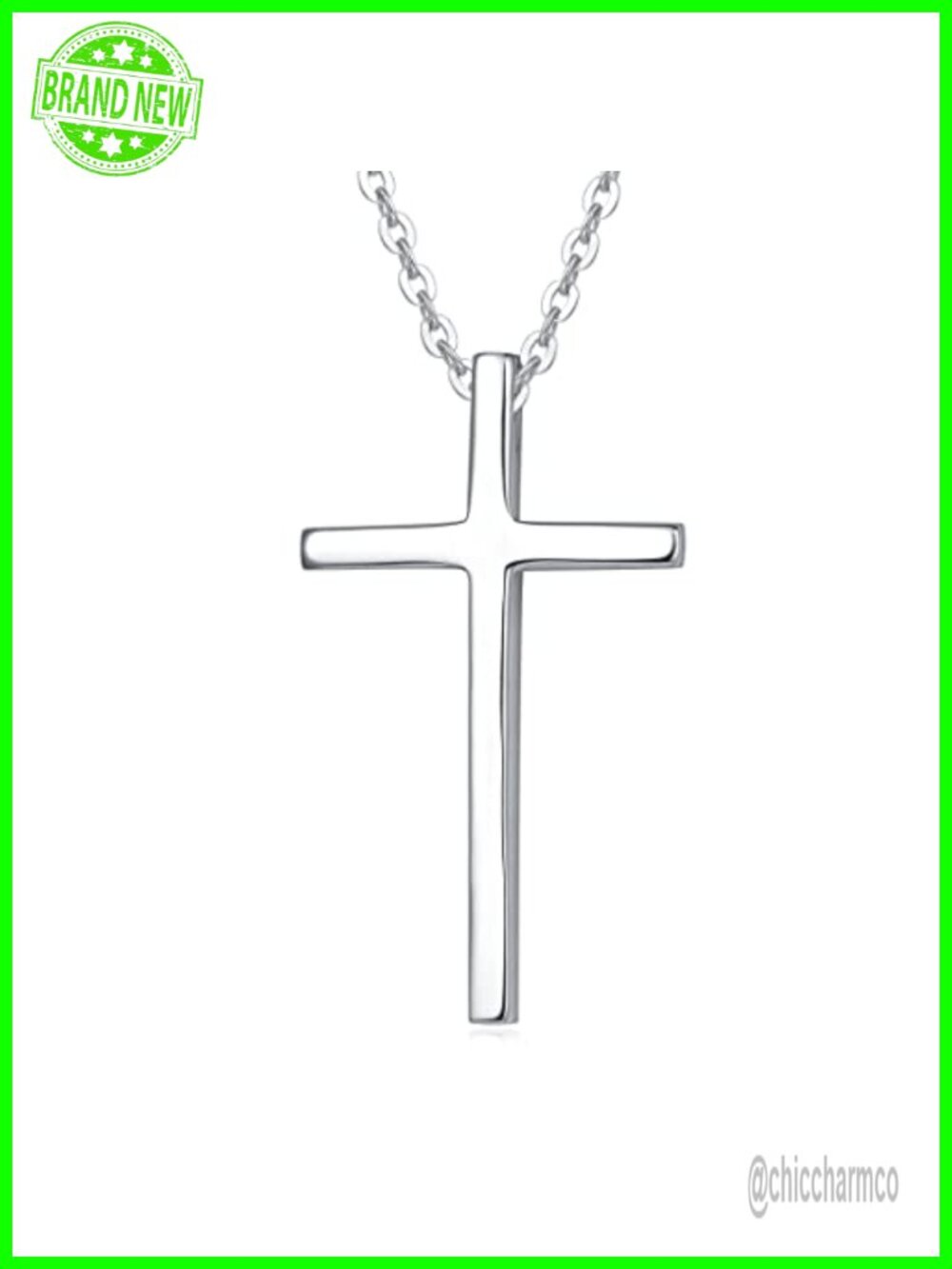 14K Gold Cross Pendant Necklace 18in Cable Chain Fine Jewelry